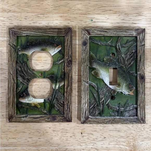 NEW- Retro Bass Fishing Light Switch Plates and Outlet Covers (3 of each) - Picture 2 of 3